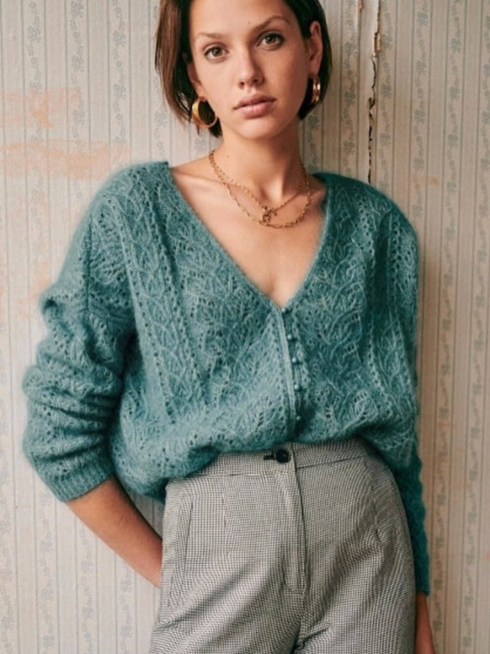 Sézane Lison Jumper – Peacock Blue – Kid Mohair – Size Small